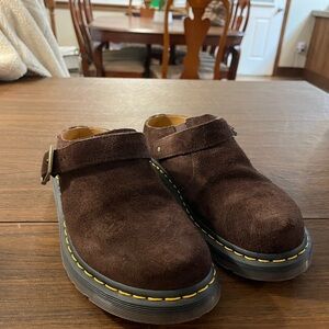 Dr. Martens Dark Brown Suede Clogs